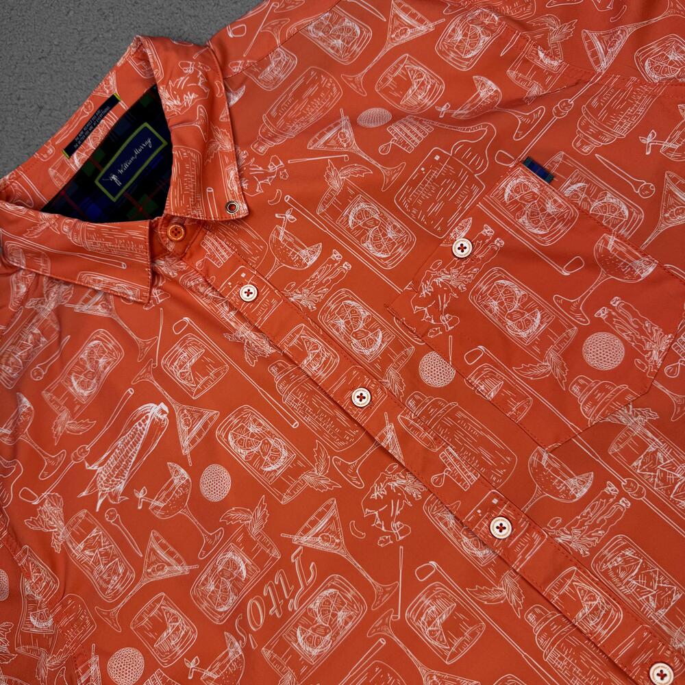 William Murray Shirt Mens XL Orange Short Sleeve Button Front Golf Tito's Vodka